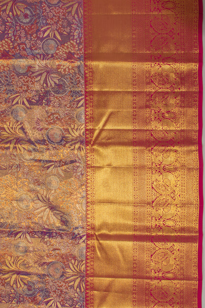 Taranga Kanchi Silk Tissue Brocade Dark Blue Saree