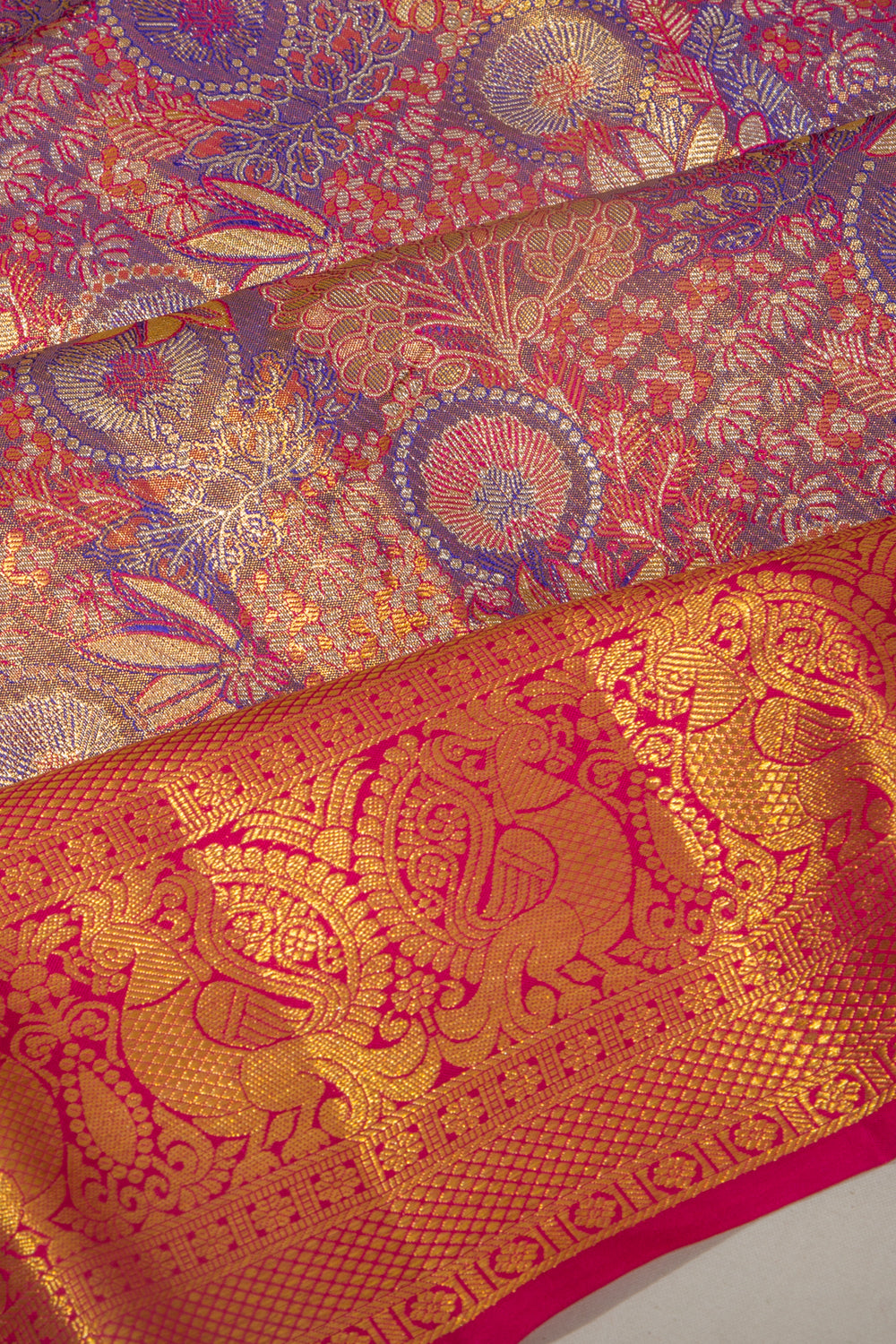 Taranga Kanchi Silk Tissue Brocade Dark Blue Saree