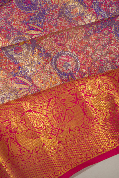 Taranga Kanchi Silk Tissue Brocade Dark Blue Saree