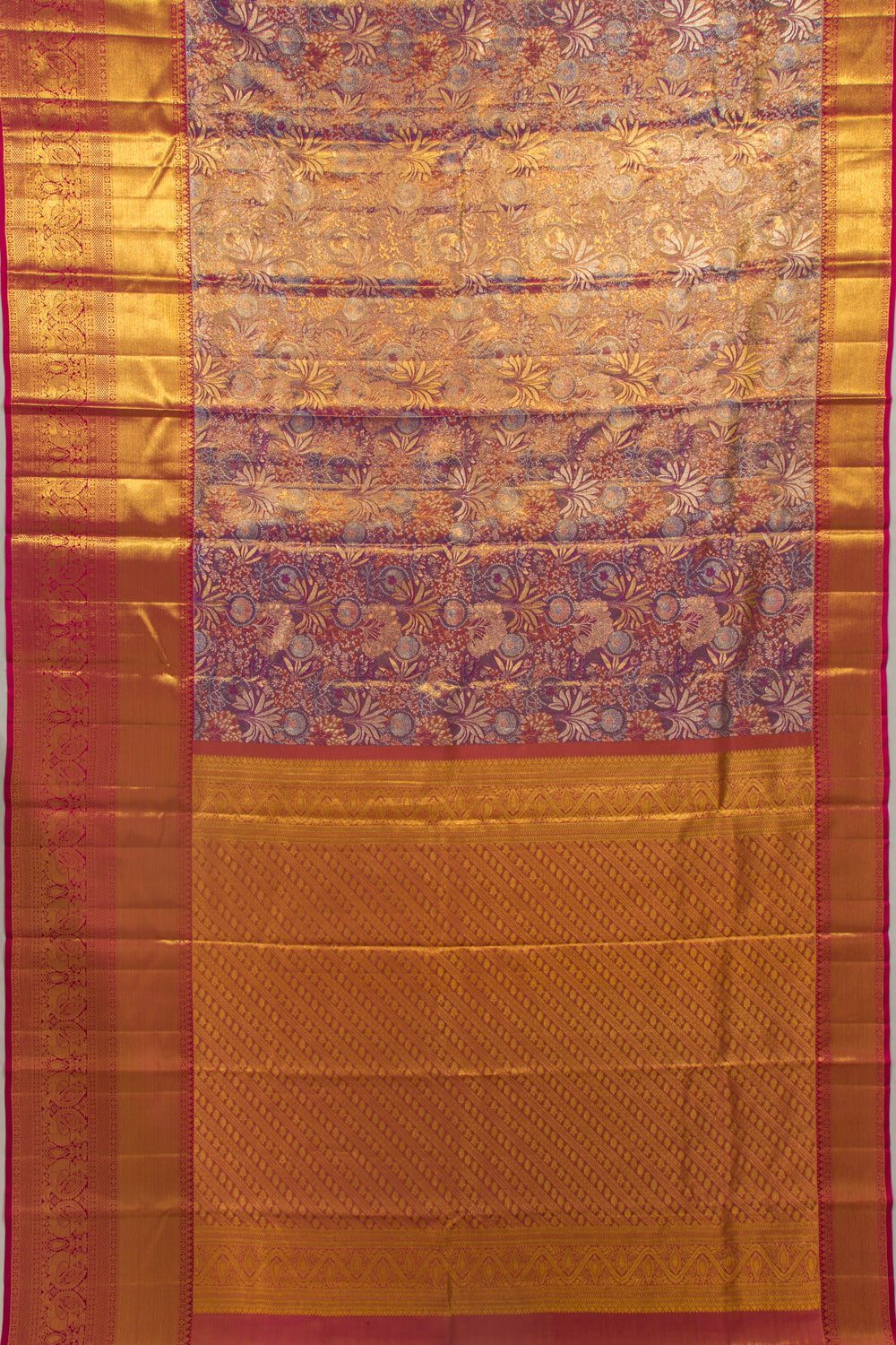 Taranga Kanchi Silk Tissue Brocade Dark Blue Saree