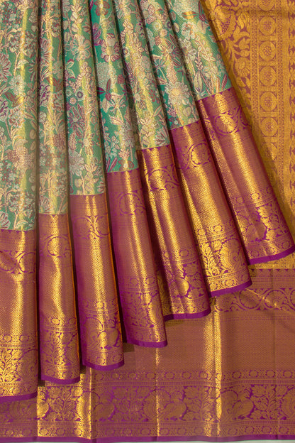 Taranga Kanchi Silk Tissue Brocade Green Saree