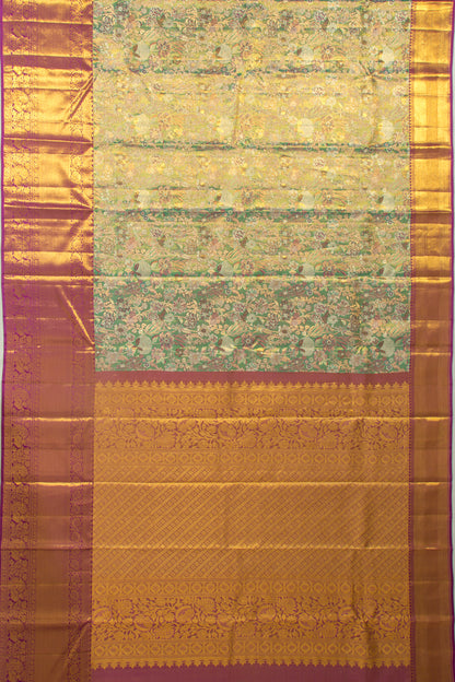 Taranga Kanchi Silk Tissue Brocade Green Saree