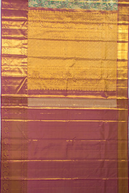 Taranga Kanchi Silk Tissue Brocade Green Saree
