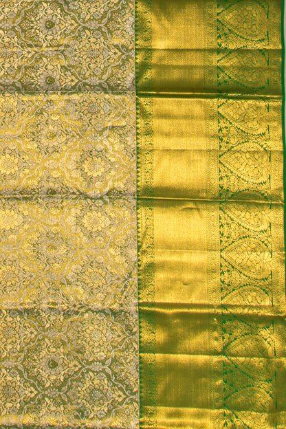 Taranga Kanchi Silk Tissue Brocade Green Saree