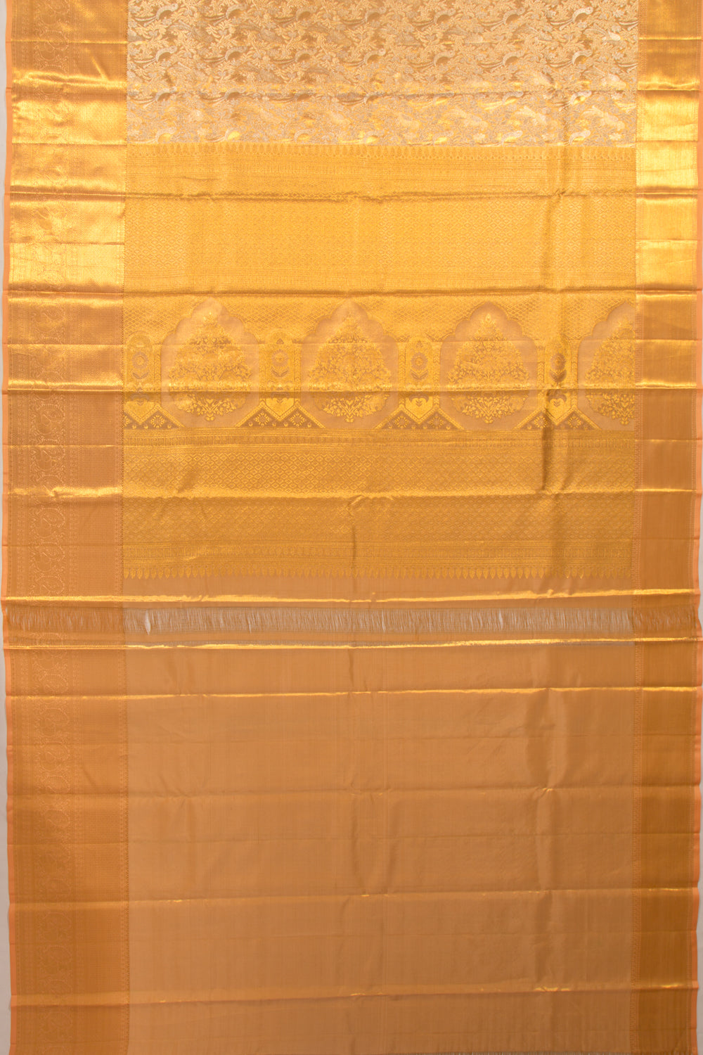 Taranga Kanchi Silk Tissue Brocade Pastel Orange Saree