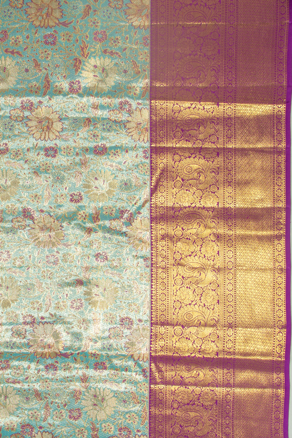 Taranga Kanchi Silk Tissue Brocade Sky Blue Saree
