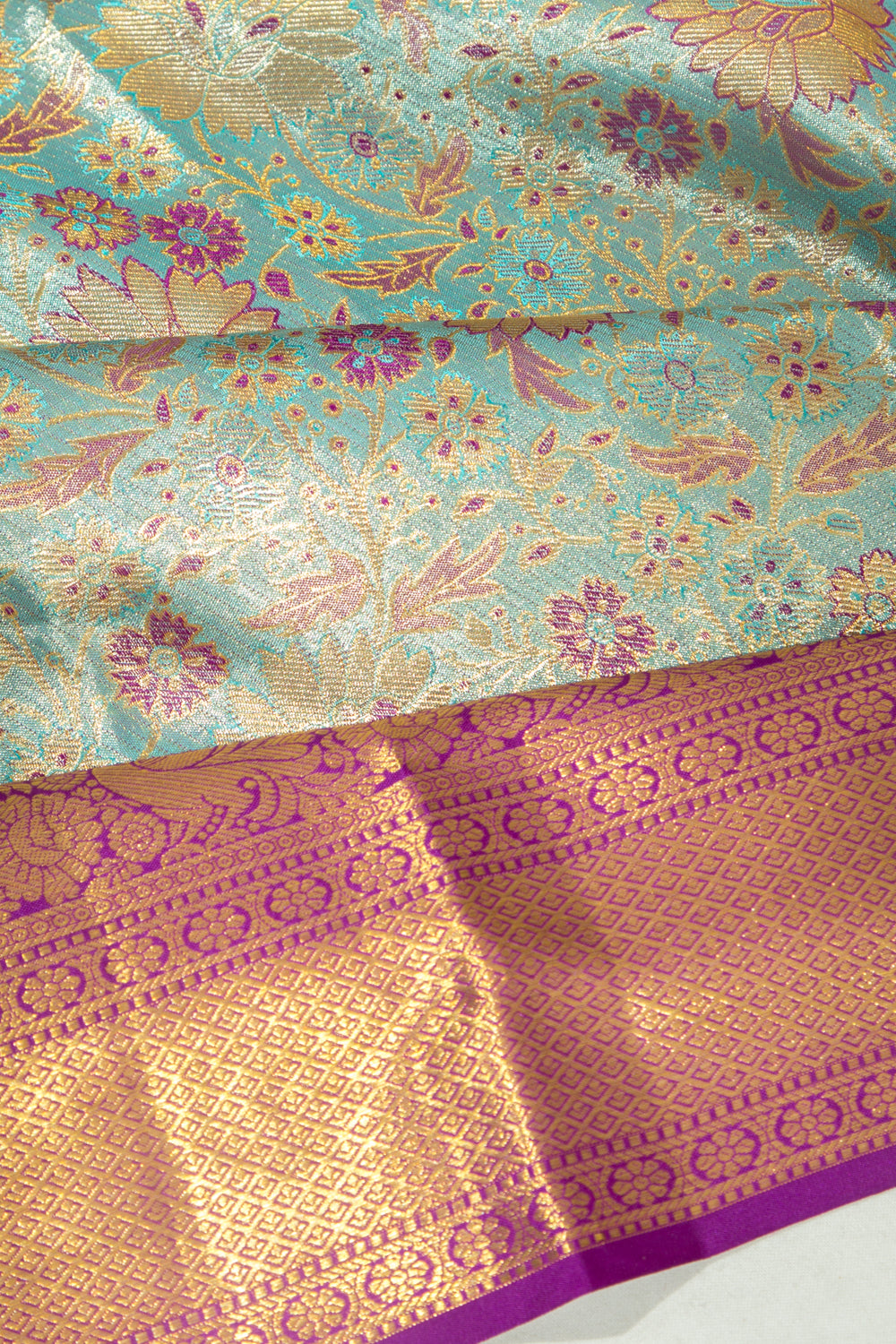 Taranga Kanchi Silk Tissue Brocade Sky Blue Saree