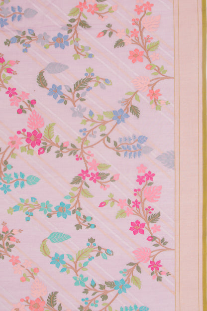 Banarasi Cotton Jamdani Jaal Pink Saree