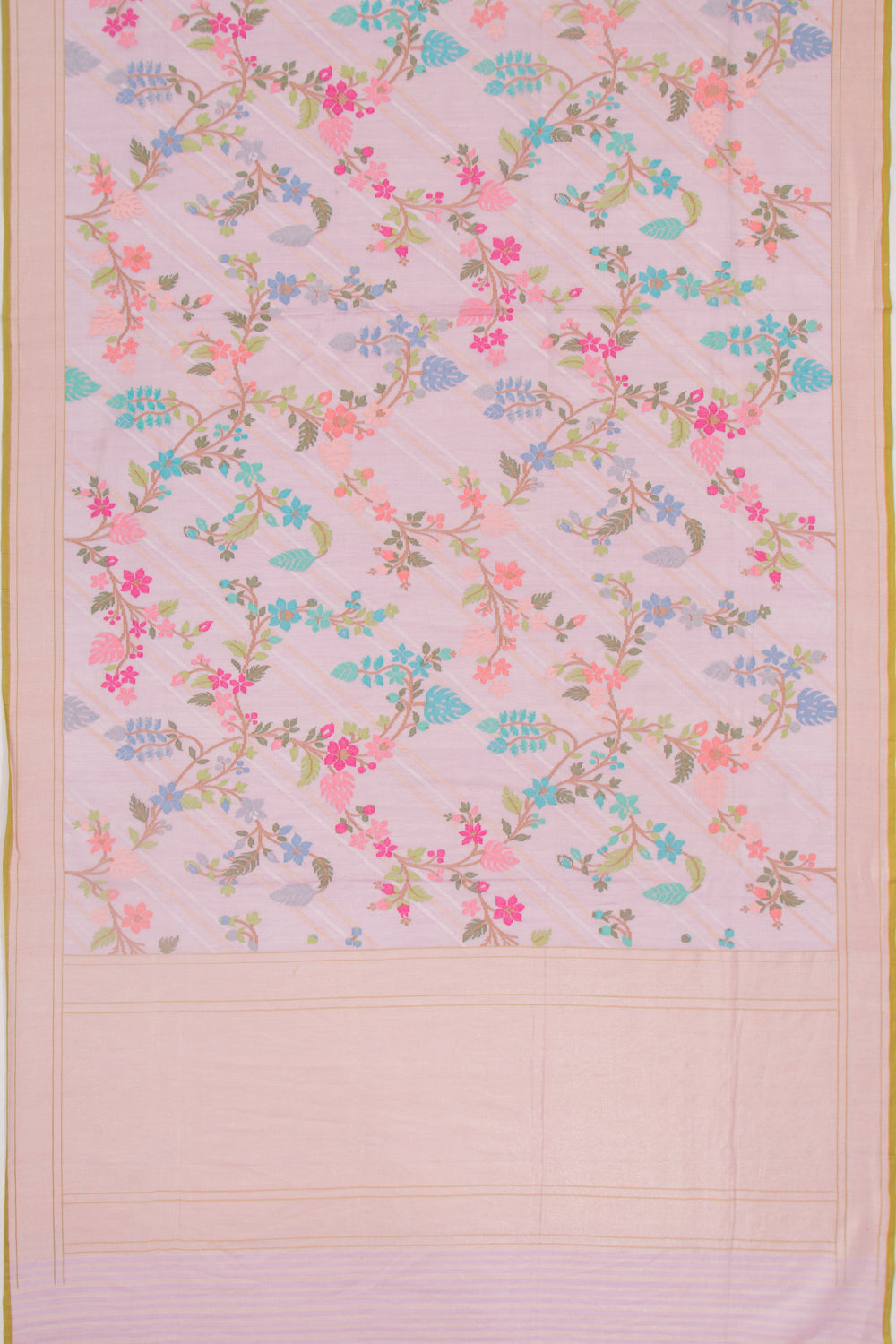 Banarasi Cotton Jamdani Jaal Pink Saree