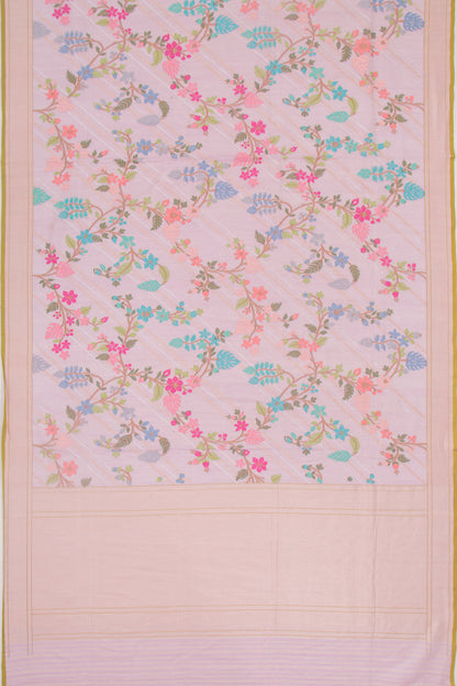 Banarasi Cotton Jamdani Jaal Pink Saree