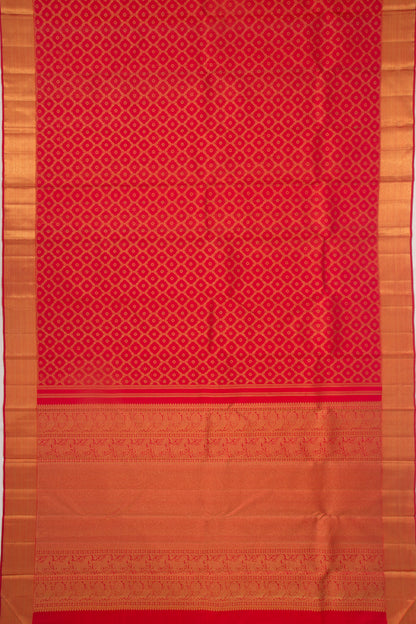 Kanchipuram Silk Jaal And Butta Red Saree