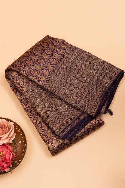 Kanchipuram Silk Brocade Purple Saree