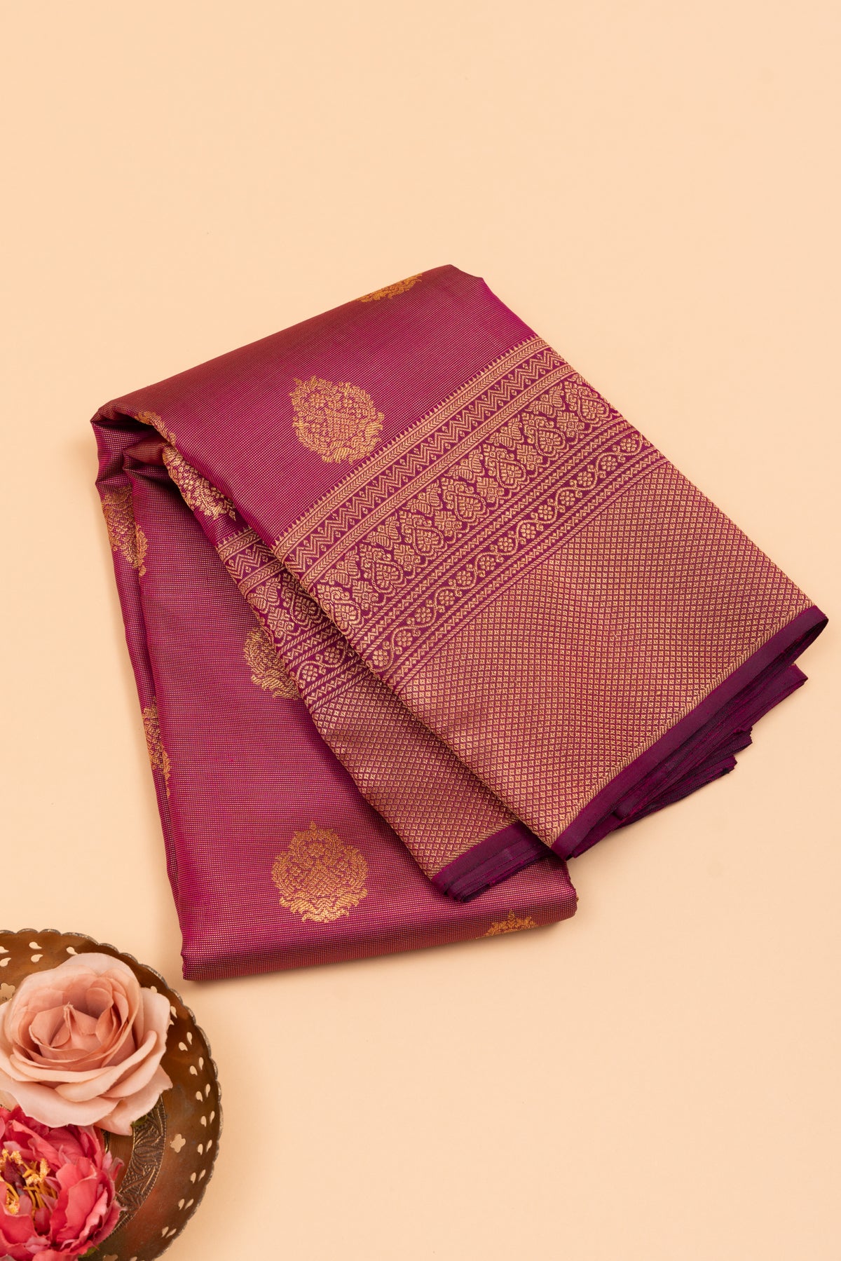 Kanchipuram Silk Tissue Butta Purple Saree