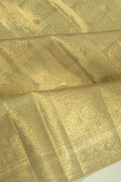 Kanchipuram Silk Tissue Checks And Butta Green Saree