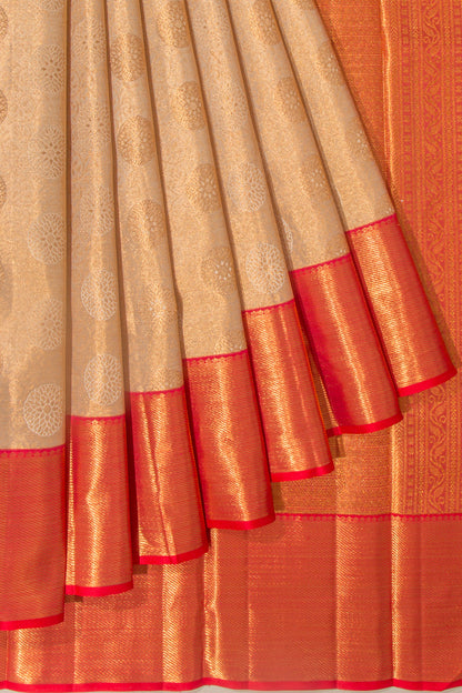 Kanchipuram Silk Tissue Butta Gold Saree