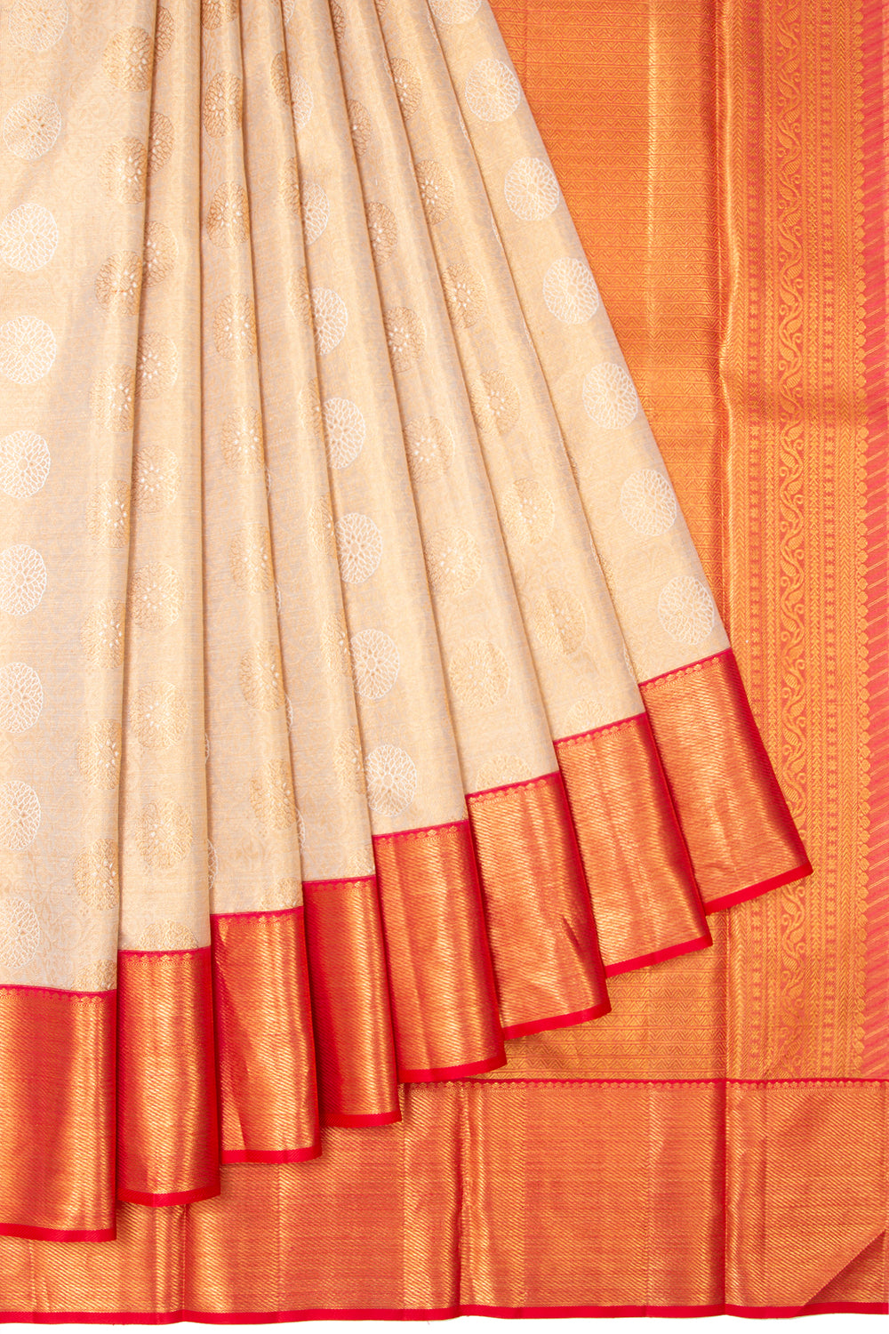 Kanchipuram Silk Tissue Butta Gold Saree