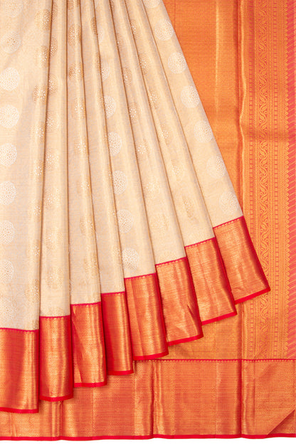 Kanchipuram Silk Tissue Butta Gold Saree