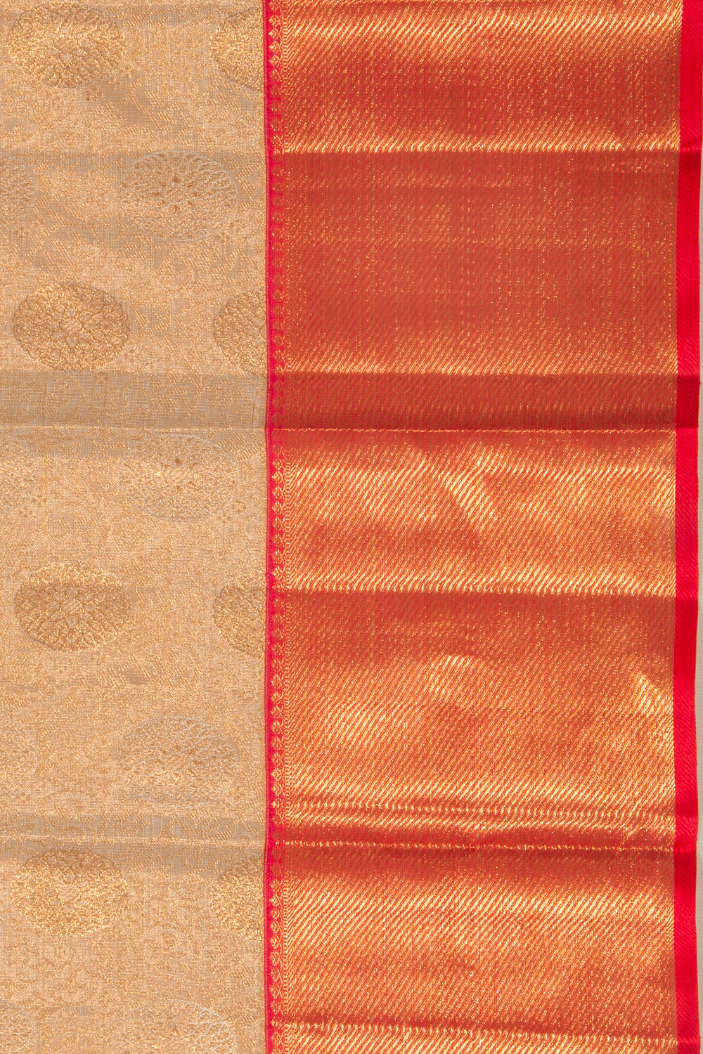 Kanchipuram Silk Tissue Butta Gold Saree