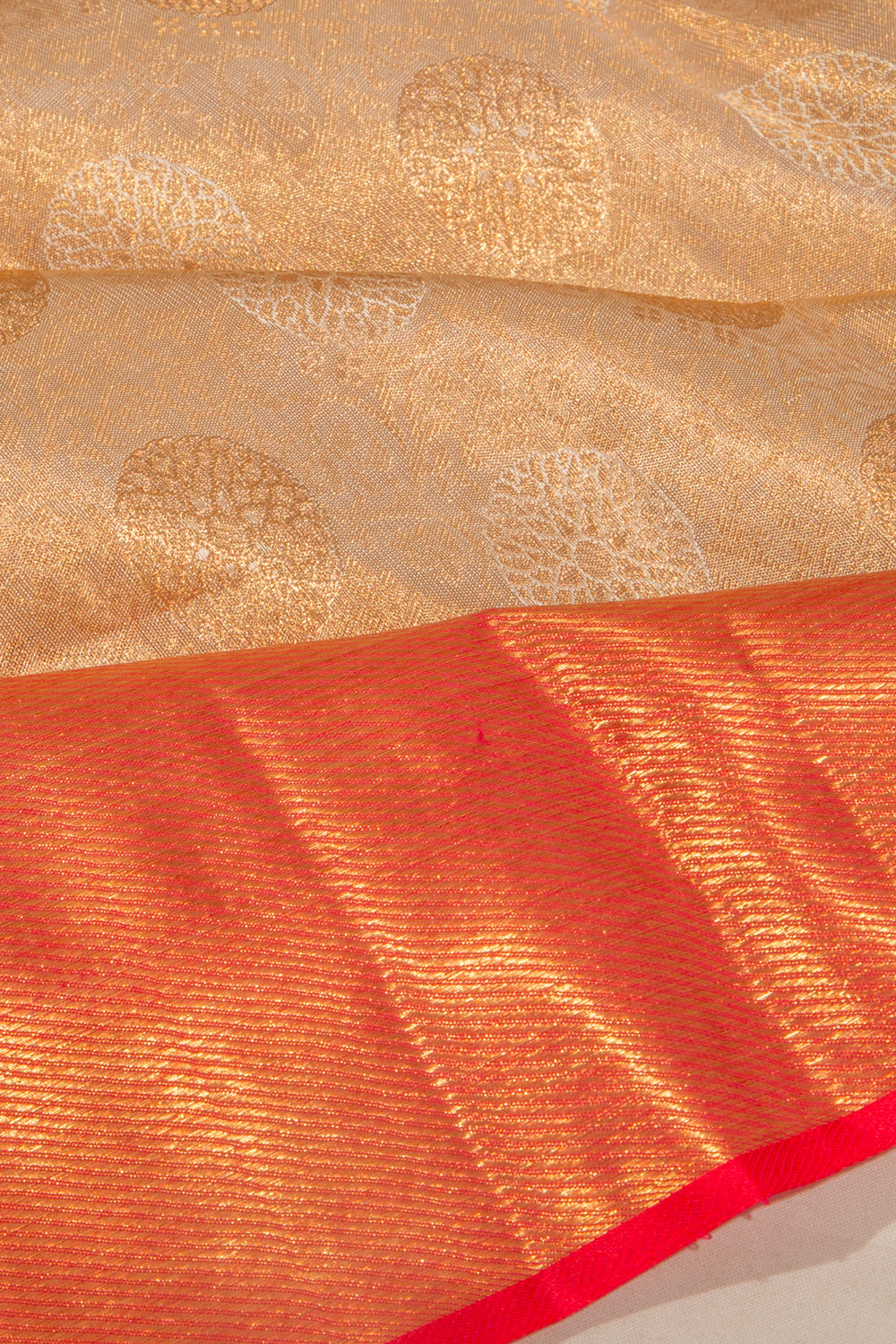 Kanchipuram Silk Tissue Butta Gold Saree