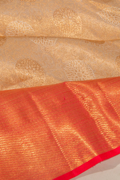 Kanchipuram Silk Tissue Butta Gold Saree