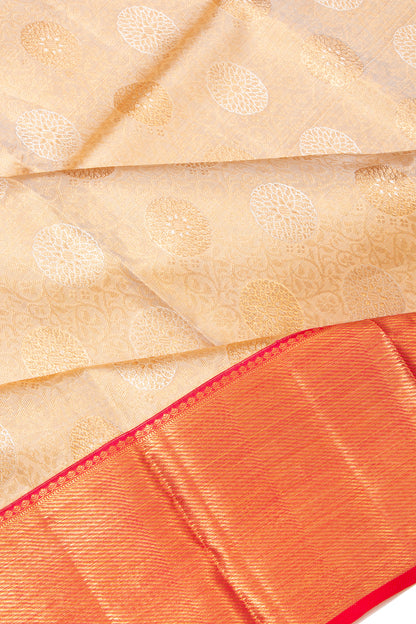 Kanchipuram Silk Tissue Butta Gold Saree