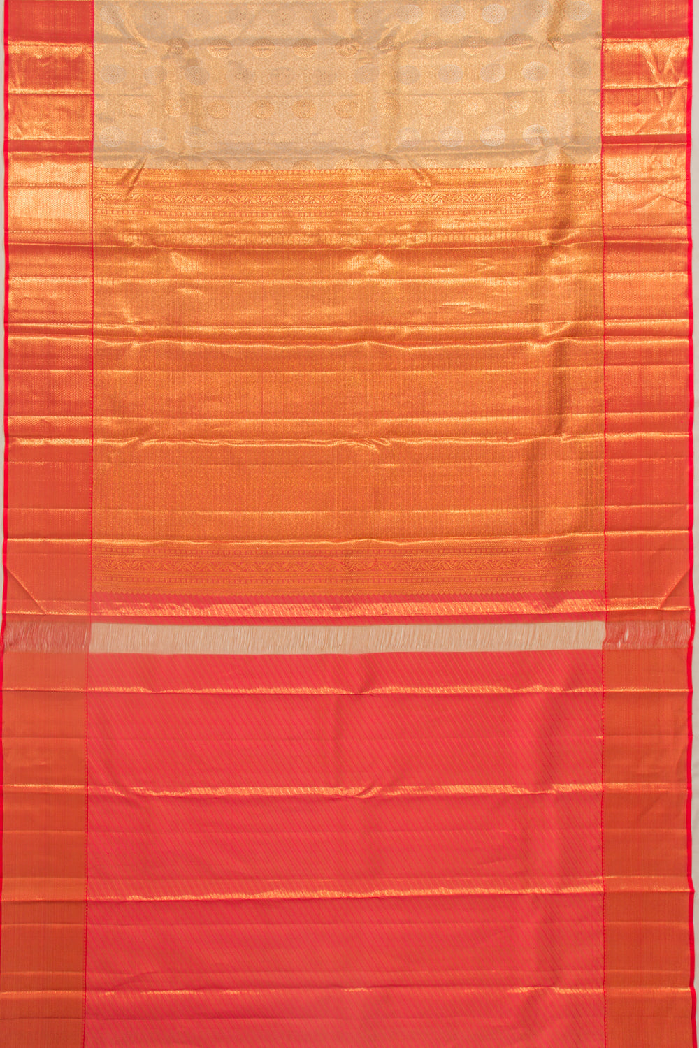 Kanchipuram Silk Tissue Butta Gold Saree