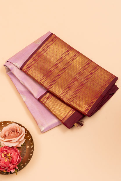 Kanchipuram Silk Tissue Butta Lavender Saree