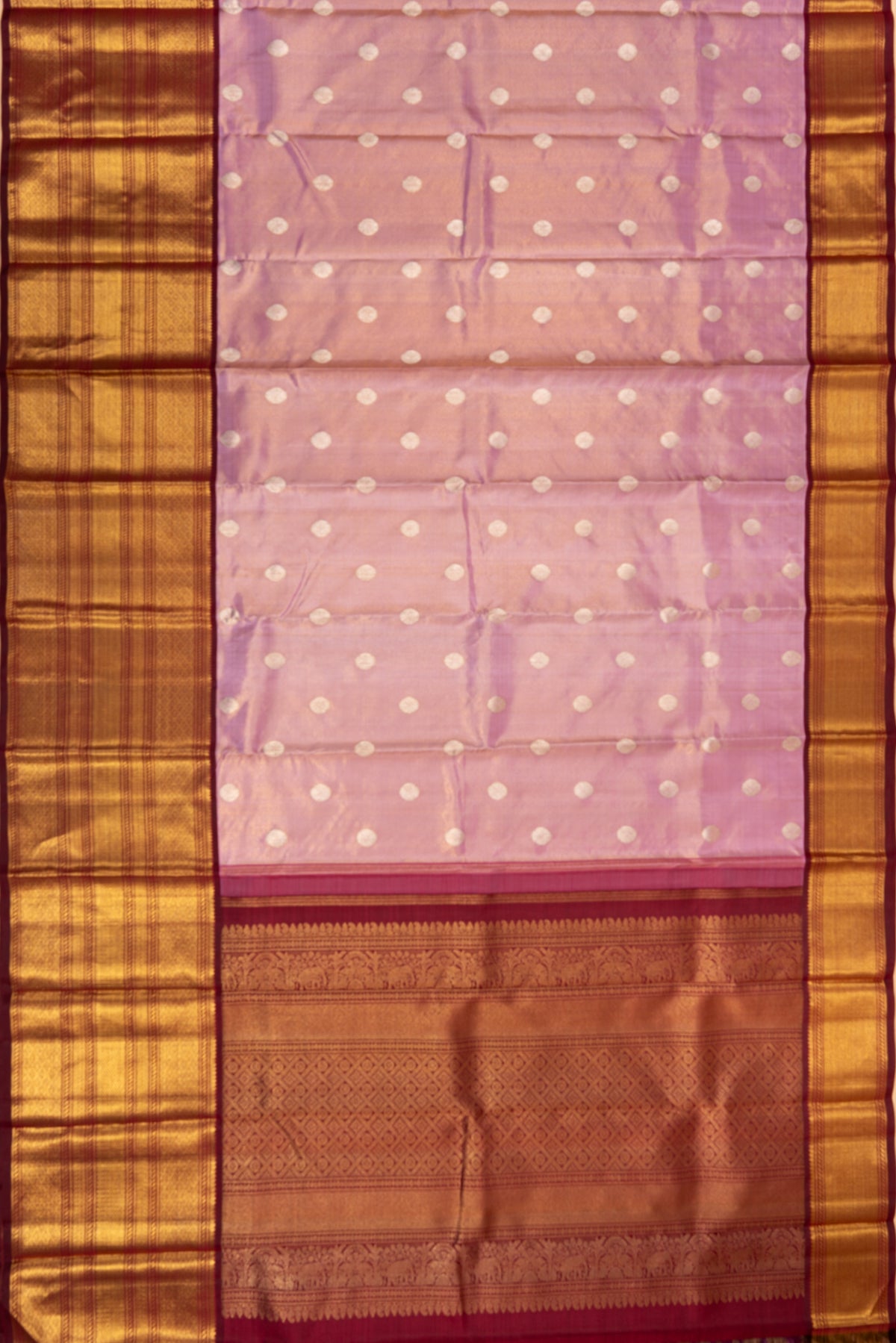 Kanchipuram Silk Tissue Butta Lavender Saree