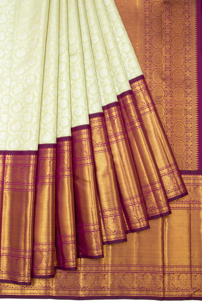 Kanchipuram Silk Jaal Pastel Green Saree