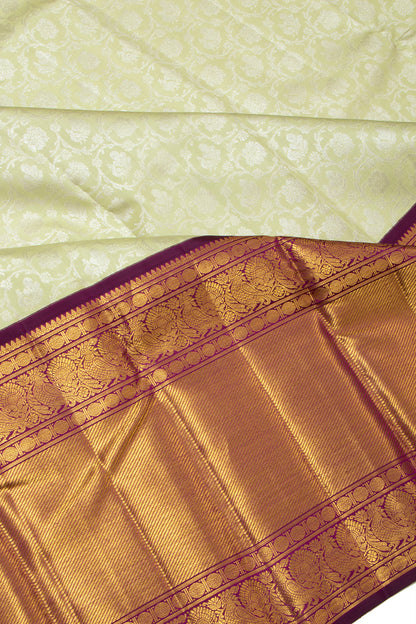 Kanchipuram Silk Jaal Pastel Green Saree