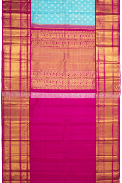 Kanchipuram Silk Checks And Butta Sky Blue Saree