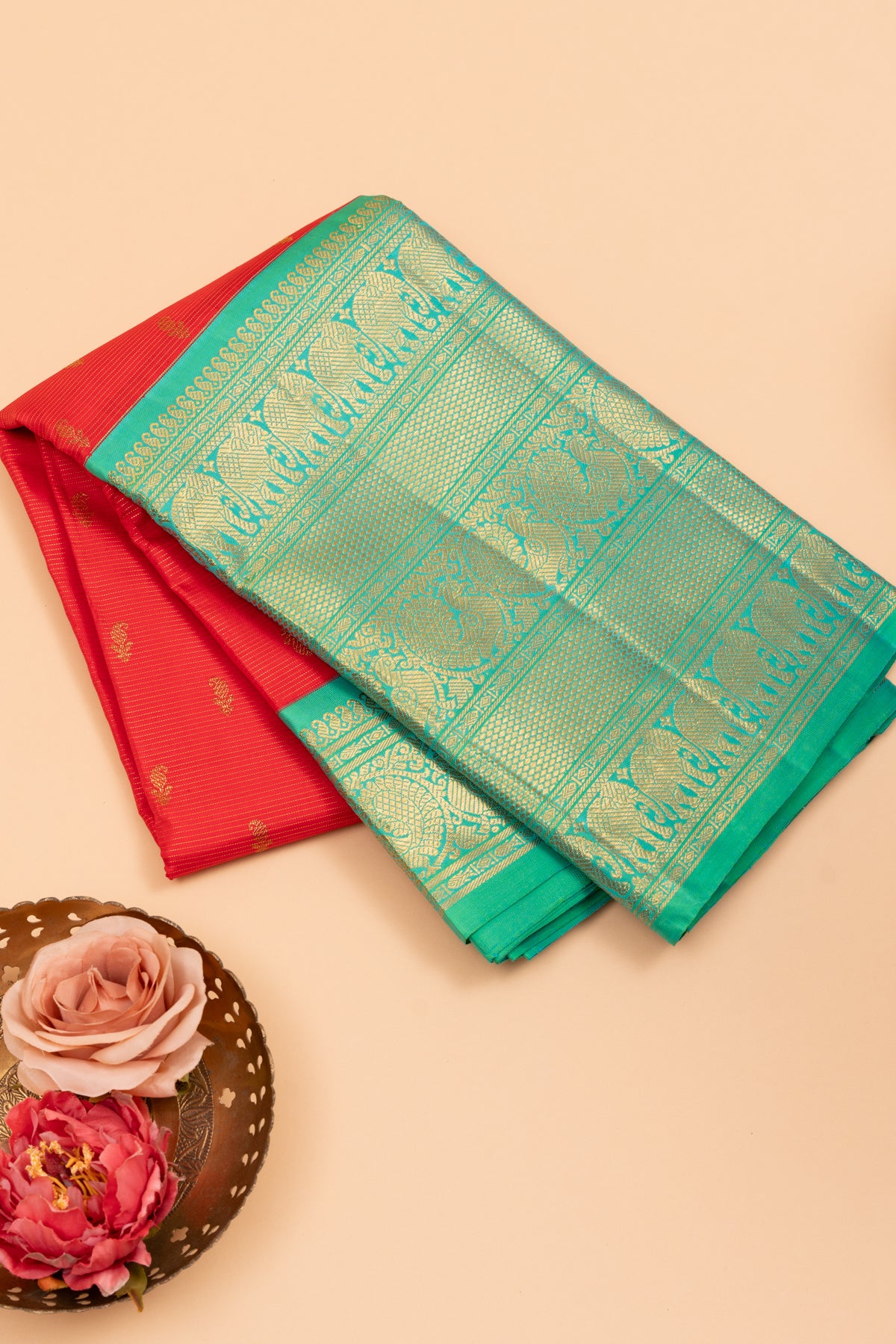 Kanchipuram Silk Butta Red Saree