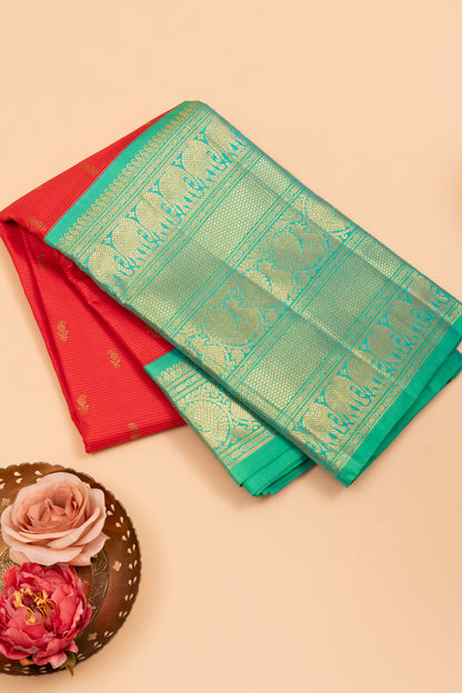 Kanchipuram Silk Butta Red Saree