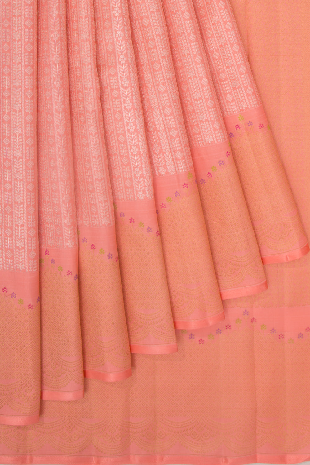 Kanchipuram Silk Brocade Peach Saree