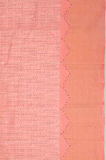Kanchipuram Silk Brocade Peach Saree