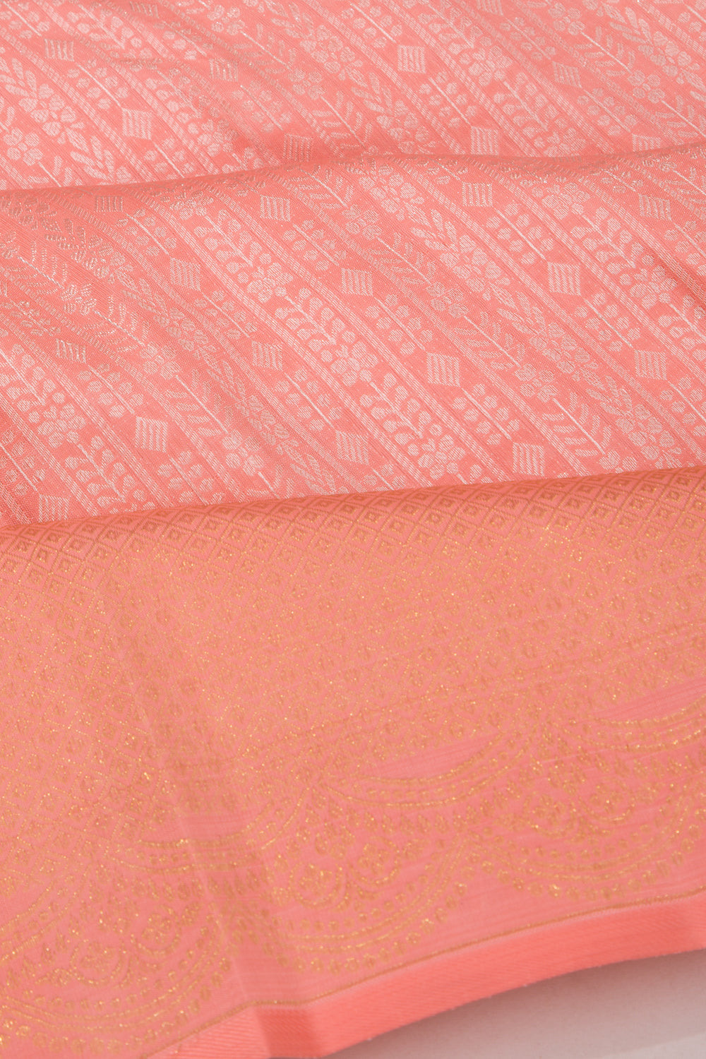 Kanchipuram Silk Brocade Peach Saree