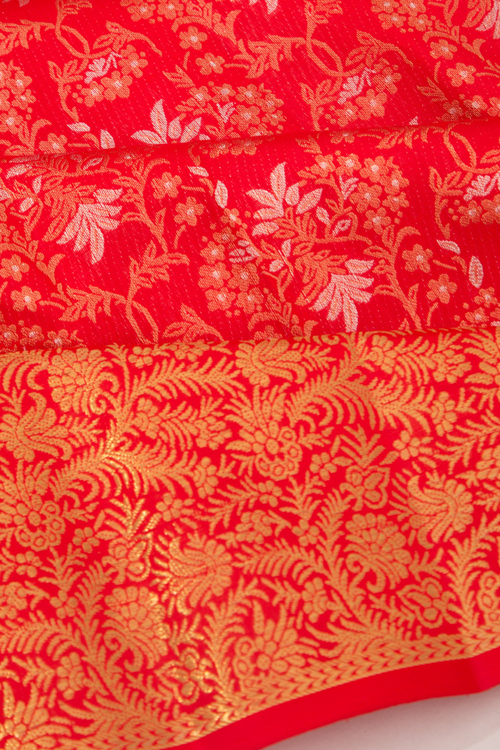 Kanchipuram Silk Brocade Red Saree