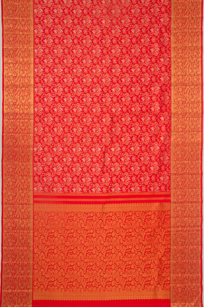 Kanchipuram Silk Brocade Red Saree