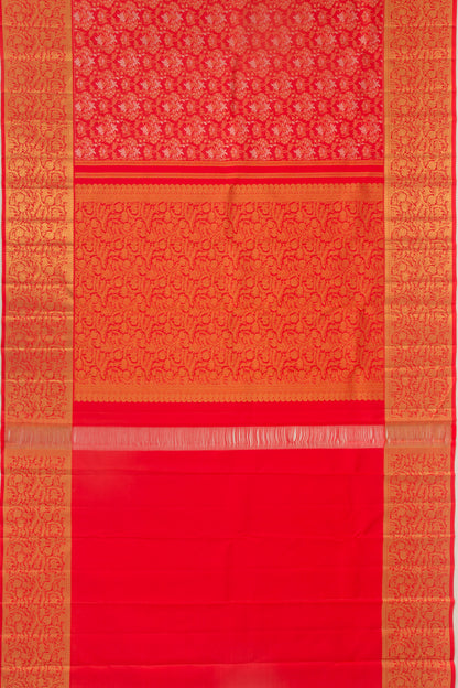 Kanchipuram Silk Brocade Red Saree