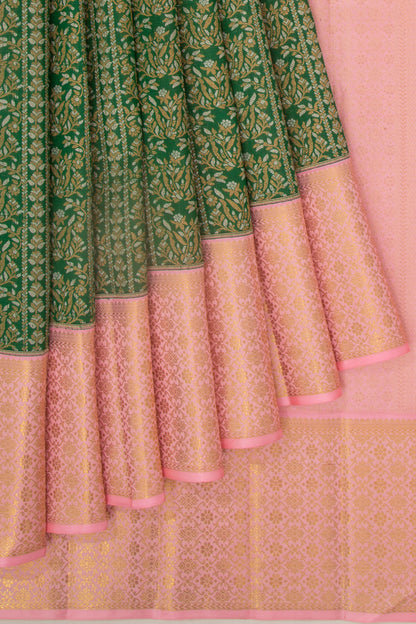 Kanchipuram Silk Brocade Green Saree