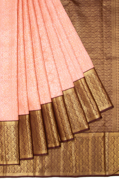 Kanchipuram Silk Brocade Peach Saree