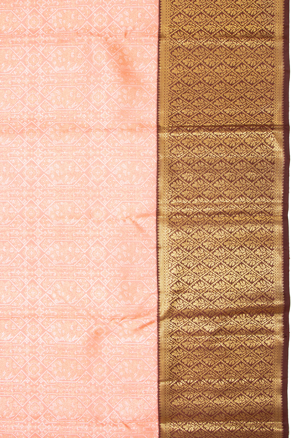 Kanchipuram Silk Brocade Peach Saree