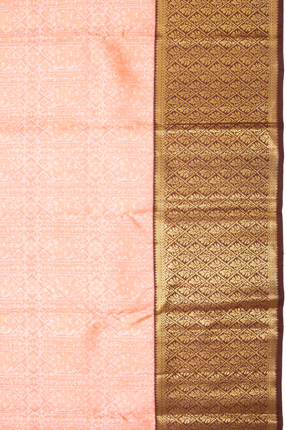 Kanchipuram Silk Brocade Peach Saree