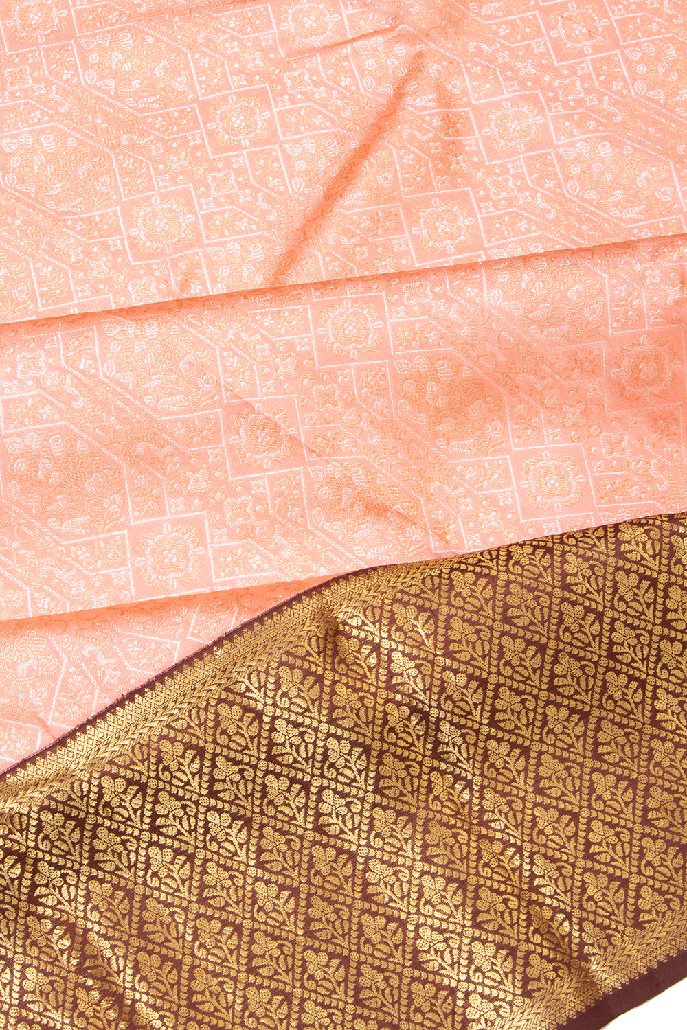 Kanchipuram Silk Brocade Peach Saree