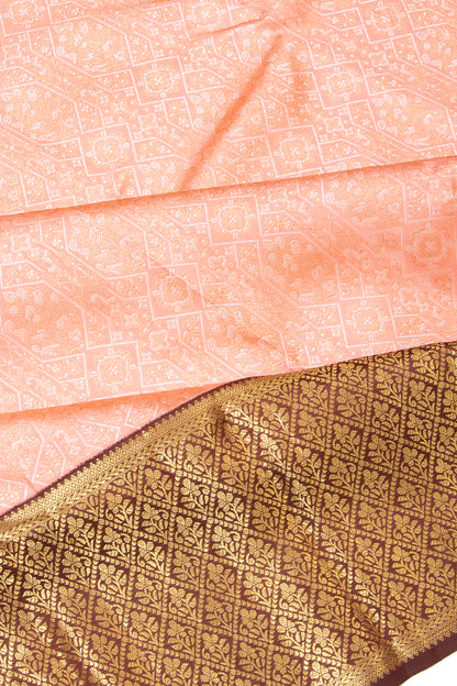 Kanchipuram Silk Brocade Peach Saree