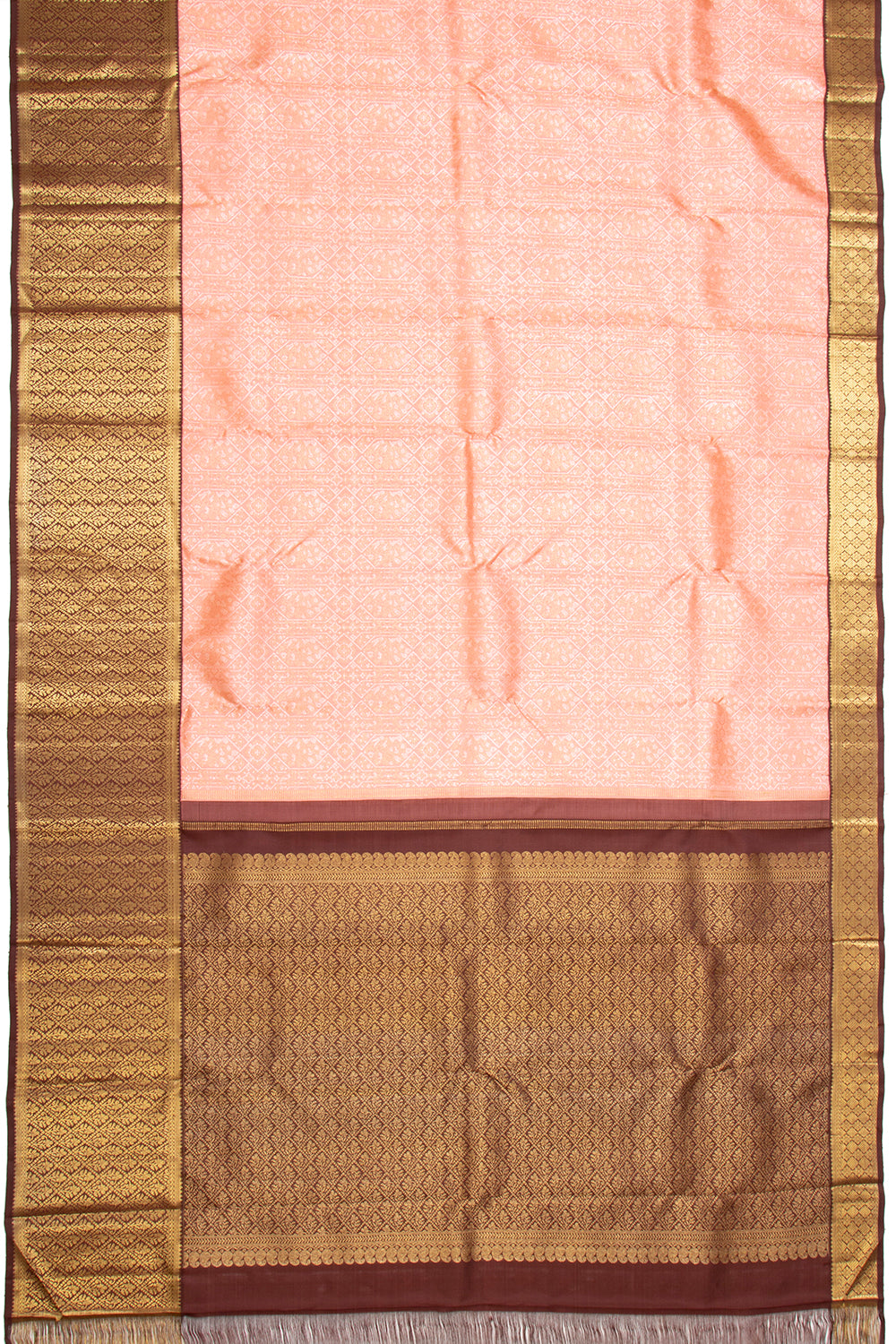 Kanchipuram Silk Brocade Peach Saree