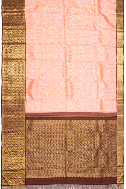 Kanchipuram Silk Brocade Peach Saree