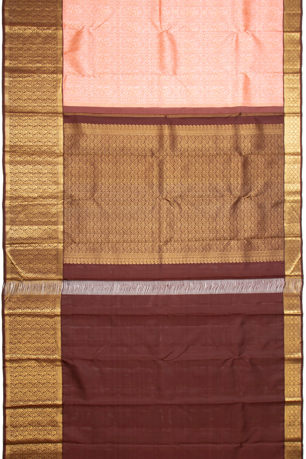 Kanchipuram Silk Brocade Peach Saree