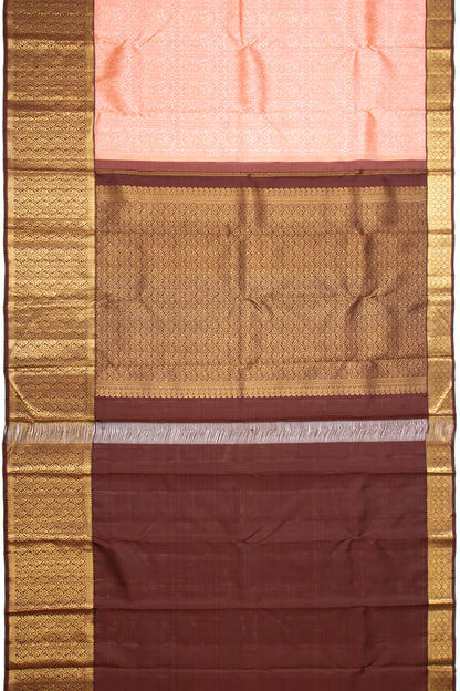 Kanchipuram Silk Brocade Peach Saree