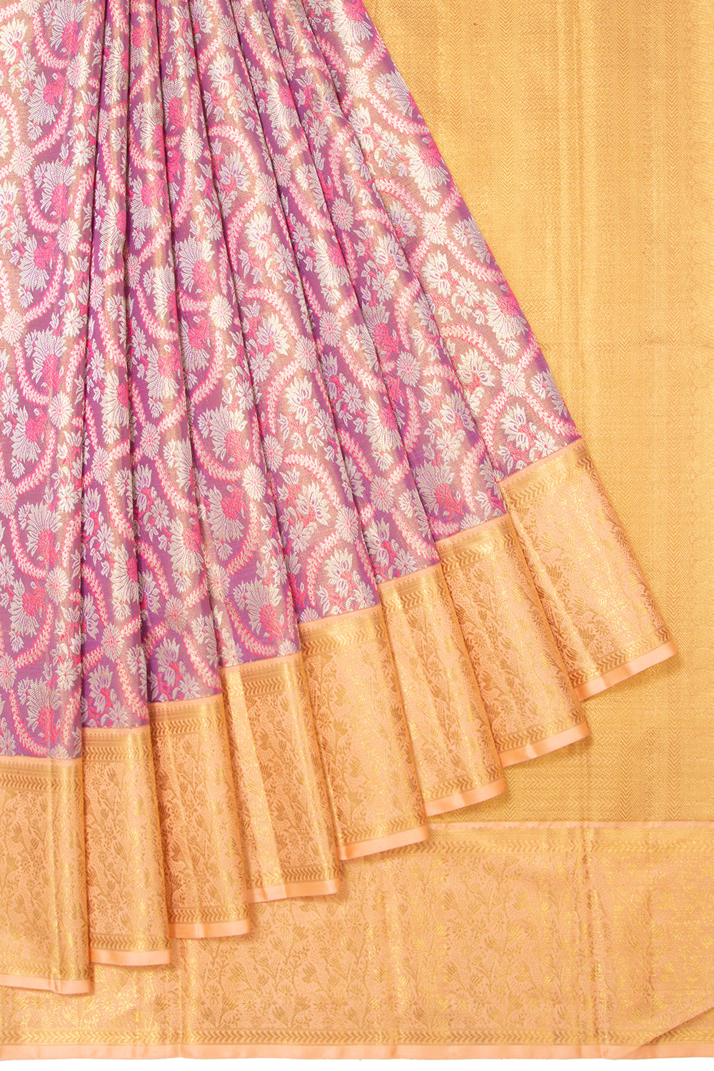 Kanchipuram Silk Tissue Brocade Purple Saree